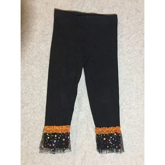 Toddlers Bonnie Jean Leggings Size 2T Black Orange Polka Dot Holiday Costume - Picture 1 of 2